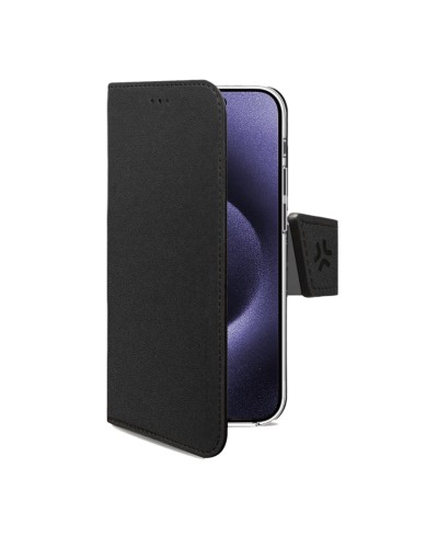WALLY - Custodia a libro in pelle sintetica con chiusura flap magnetico, slot per carte e funzione stand colore nero compatibil