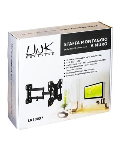 STAFFA A MURO ORIENTABILE A 3 NODI PER TV 23-42" FINO A VESA 200X200