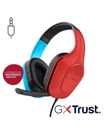 CUFFIE GAMING CABLATE JACK 3,5MM SWITCH® COMPATIBILE, DRIVER 50MM -TRUST GXT 416S ZIROX - ROSSO/BLU