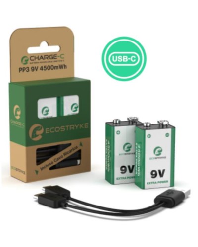 BATTERIE ECO-FRIENDLY RICARICABILI PP3 9V 2pz ECOSTRYKE