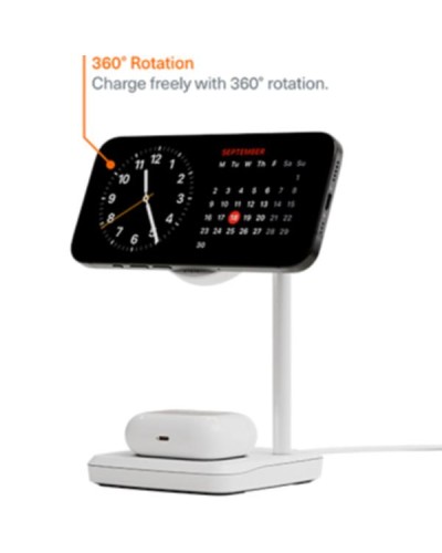 Base di ricarica 2 in 1 ChargeBase Qi2 per iPhone e AirPods - Bianco