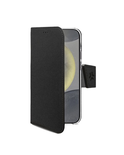 WALLY - Custodia a libro in pelle sintetica con chiusura flap magnetico, slot per carte e funzione stand per Samsung Galaxy S25
