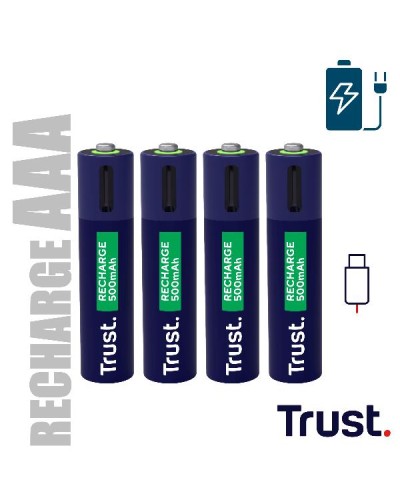 4 PZ BATTERIE AAA RICARICABILI VIA USB-C - BLU