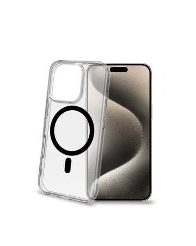 GELSKINMAG - Cover morbida trasparente in TPU, compatibile con la tecnologia Magsafe, anello magnetico color Nero per Apple iPh