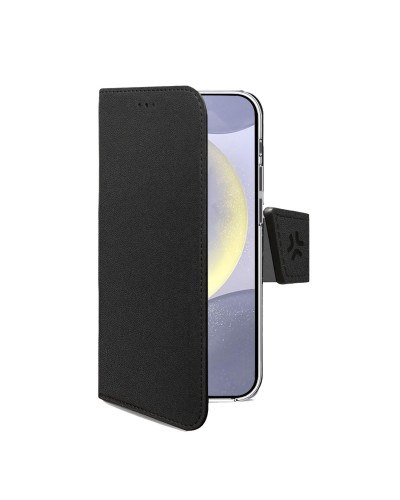 WALLY - Custodia a libro in pelle sintetica con chiusura flap magnetico, slot per carte e funzione stand colore nero compatibil