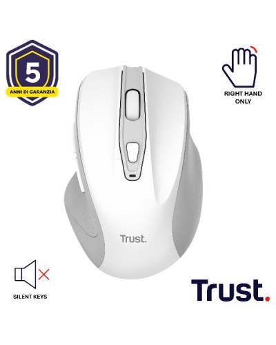 MOUSE WIRELESS SILENZIOSO - 2200DPI - TRUST NITO - BIANCO