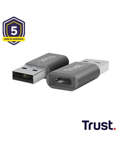 ADATTATORE DA USB- A (MASCHIO) USB-C (FEMMINA) 2PZ - TRUST - GRIGIO