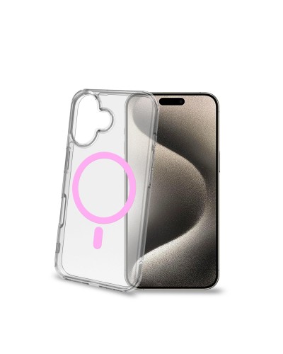 GELSKINMAG - Cover morbida trasparente in TPU, compatibile con la tecnologia Magsafe, anello magnetico color Rosa per Apple iPh