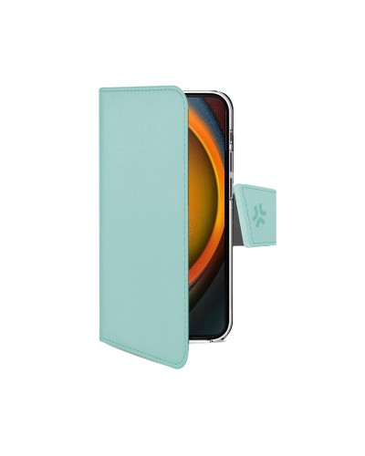 WALLY - Custodia a libro in pelle sintetica con chiusura flap magnetico, slot per carte e funzione stand colore verde compatibi