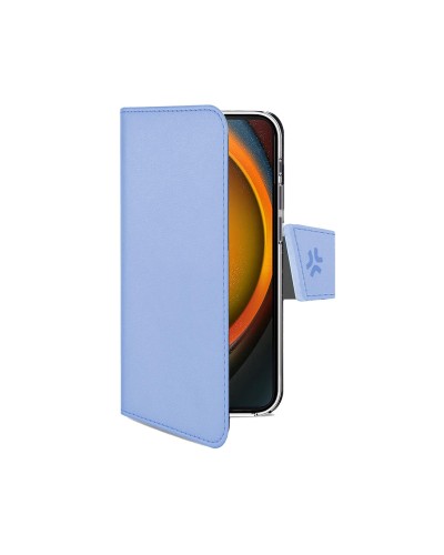 WALLY - Custodia a libro in pelle sintetica con chiusura flap magnetico, slot per carte e funzione stand colore blu compatibile