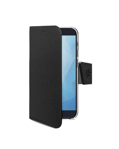 WALLY - Custodia a libro in pelle sintetica con chiusura flap magnetico, slot per carte e funzione stand colore nero compatibil