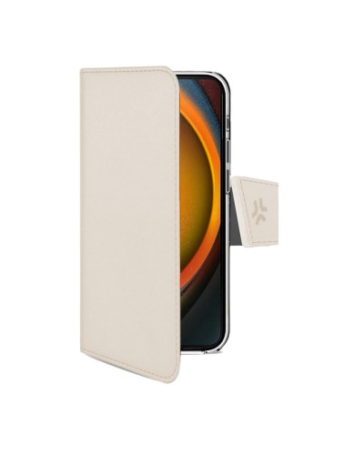 WALLY - Custodia a libro in pelle sintetica con chiusura flap magnetico, slot per carte e funzione stand colore sabbia compatib