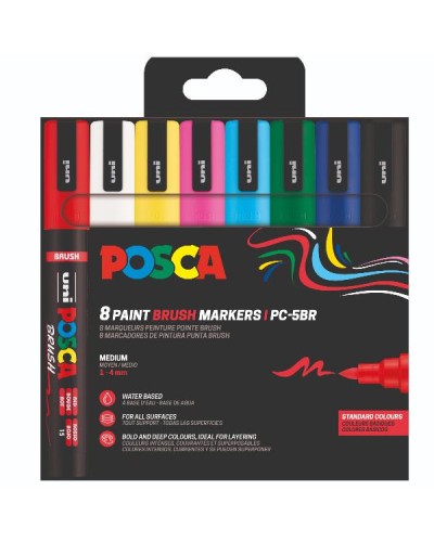 MARCATORE AD ACQUA POSCA BRUSH- Astuccio 8 marcatori
