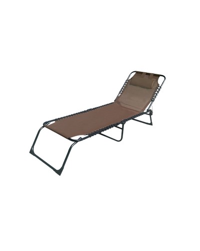 Letto pieghevole in acciaio Marbueno, 190x58x27 cm, con cuscino, per giardino e piscina, marrone