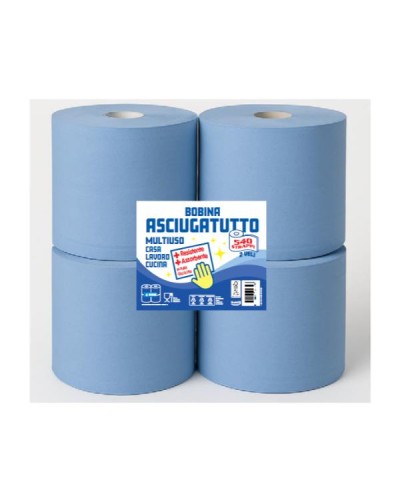 BOBINA ASCIUGATUTTO - 2 VELI BLU - 4 BOBINE