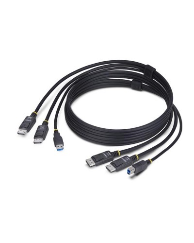 Cavo KVM con doppia porta DisplayPort e USB 5 Gbps da 1,8m, 4K 60 Hz, DP 1.2/USB 3.0 universalmente compatibile per switch KVM 