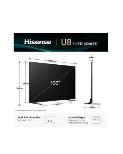 100 U8Q MINI LED 4K UHD SMART VIDAA REFRESH RATE 165HZ
