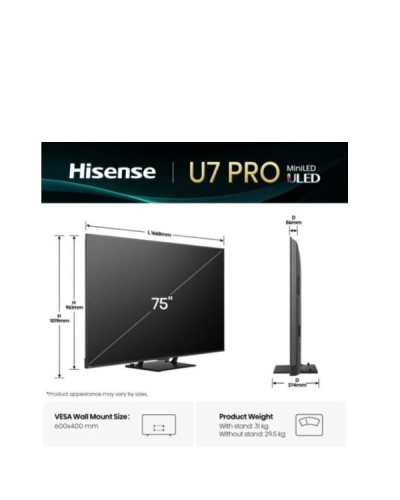 75 U7Q PRO MINI LED 4K UHD SMART VIDAA REFRESH RATE 165HZ