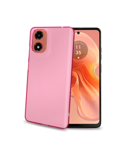 GELSKIN - Cover morbida trasparente rosa in TPU compatibile con Motorola E14/ G24/ G04/ G04s