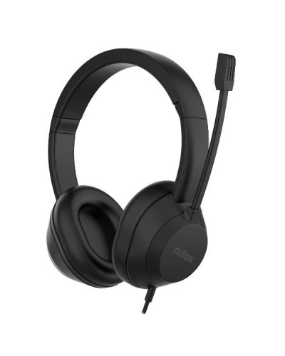 NILOX TECH - Cuffia con connessione USB, microfono rotante, controllo volume, cuscinetti morbidi, lunghezza cavo 1.8 mt