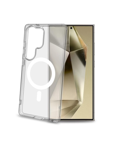 GELSKINMAG - Cover morbida trasparente in TPU, compatibile con la tecnologia Magsafe, anello magnetico Bianco x Samsung Galaxy 