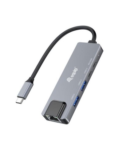 EQUIP - ADATTATORE MULTIFUNZIONALE 5 in 1 USB 3.2 Gen 1, 2,5GbE, 2x USB-A, 1x USB-C, USB-C, 100W USB PD, Alluminio