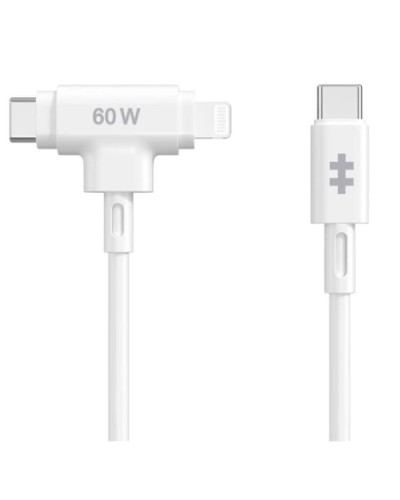 Cavo Ibrido in Silicone HyperJuice USB-C e Lightning (1,5 m / 5 ft) – Bianco