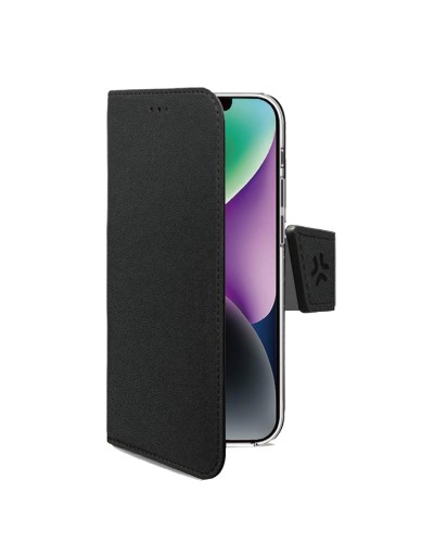WALLY - Custodia a libro in pelle sintetica con chiusura flap magnetico, slot per carte e funzione stand colore nero compatibil