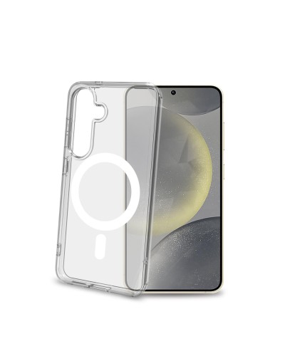GELSKINMAG - Cover morbida trasparente in TPU, compatibile con la tecnologia Magsafe, anello magnetico color Bianco per Samsung