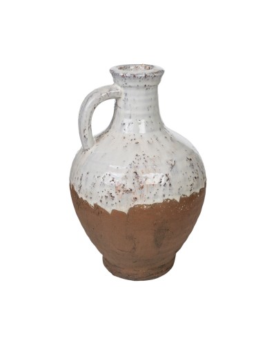 Vaso Romimex Bianco Terracotta Rustico 20 x 30 x 20 cm Con maniglia