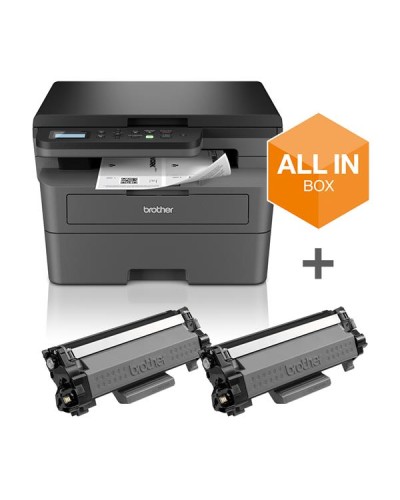 Stampante Multifunzione Laser monocromatica Brother DCPL2627DWXL Bundle con 2 toner e 3 anni di garanzia