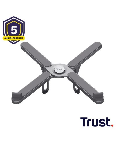 SUPPORTO/RIALZO PER LAPTOP - PIEGHEVOLE IN ALLUMINIO - TRUST MACY - GRIGIO