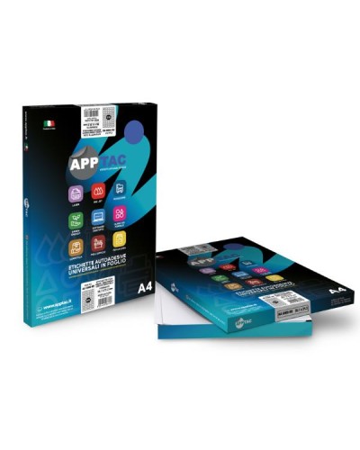 APPTAC Etichette Adesive Bianche Permanenti SENZA MARGINE 70x37, 100 fogli