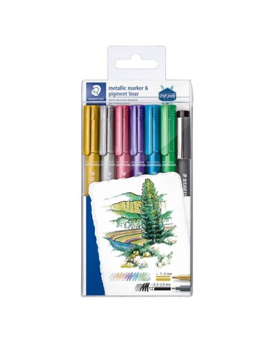 6+1 METALLIC PEN MARCATORI tratto 1 - 2 mm