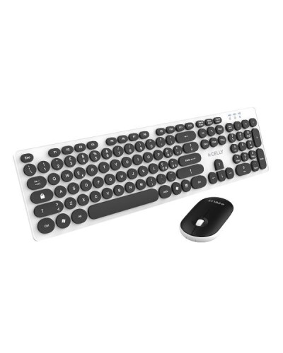 KEYBMOUSEPTL - Kit Tastiera wireless, layout italiano, tastierino numerico + mouse wireless con dongle USB-A, tasti silenziosi
