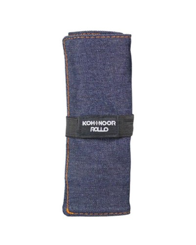 ASTUCCIO ARROTOLABILE JEANS BLU CON 24 SCOMPARTI E BUSTINA CON ZIP