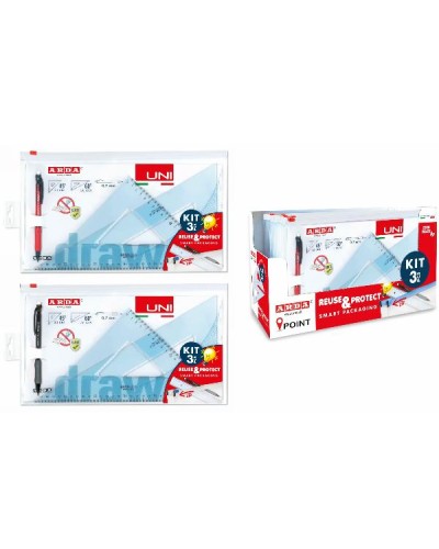COPPIA SQUADRE UNI 45° e 60° 30CM + PORTAMINE 0,7MM
