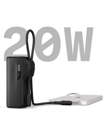 Cygnett Battery bank Thumboost 5K Powerbank con cavo integrato (NERO)