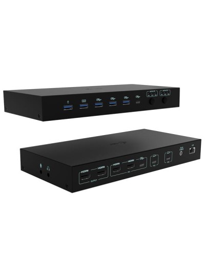 KVM Docking Station PRO per 3 HOST (PC, NB, Tablet, Console Gioco), 2 MONITOR, Alimentazione intelligente (1x92 W o 2x65 W)