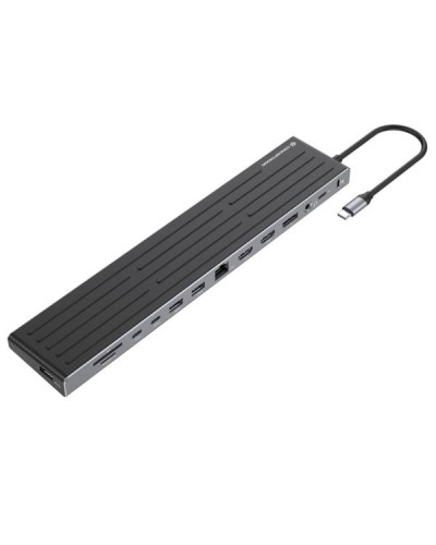 DOCKING STATION 14-in-1 USB 3.2 Gen 1, 2x HDMI, DP, GbE LAN, 3x USB-A 5Gbps, 2x USB-C 5Gbps, SD, TF/MicroSD, cuffie da 3,5 mm, 