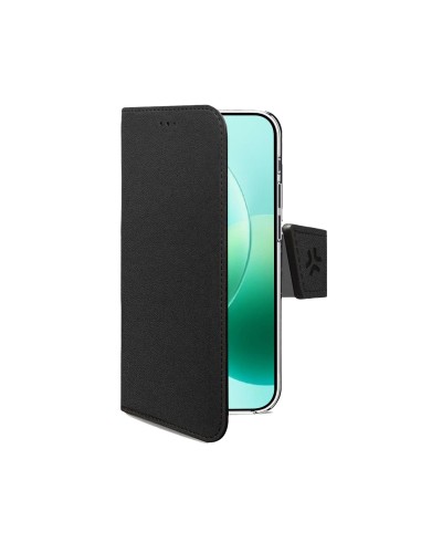 WALLY - Custodia a libro in pelle sintetica con chiusura flap magnetico, slot per carte e funzione stand colore nero compatibil