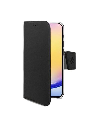 WALLY - Custodia a libro in pelle sintetica con chiusura flap magnetico, slot per carte e funzione stand colore nero compatibil