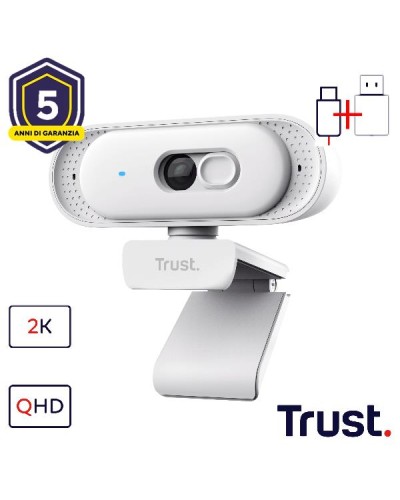 WEBCAM 2K QHD 2560X1440p - FILTRO PRIVACY - TRUST TOMAR - BIANCO