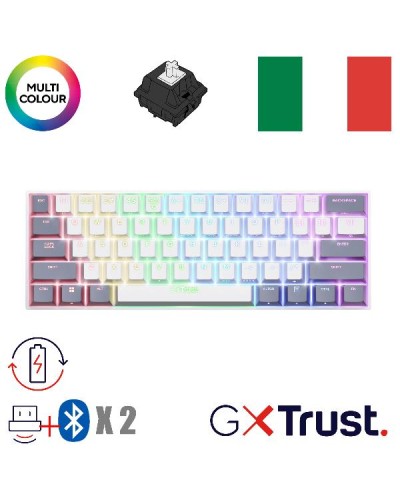 TASTIERA GAMING MECCANICA WIRELESS (COMPATTA 60%) - MULTICONNECT 2x BT + 1 WL 2,4GHz - LAYOUT ITALIANO - TRUST GXT ACIRA - BIAN