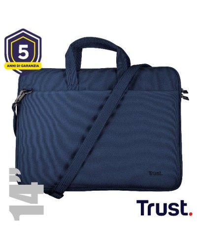 BORSA LAPTOP/NOTEBOOK FINO A 14" ECO - REALIZZATA CON PET RICICLATO - TRUST BOLOGNA BLU