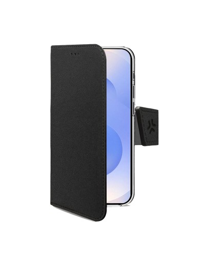 WALLY - Custodia a libro in pelle sintetica con chiusura flap magnetico, slot per carte e funzione stand colore nero compatibil