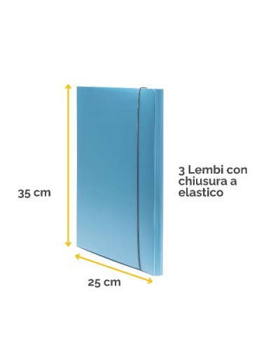 Cartella 3 lembi Holos azzurro in plastica riciclata
