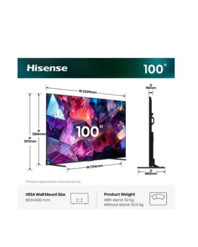 100 E7S PRO QLED 4K ULTRA HD SMART VIDAA REFRESH RATE 144HZ