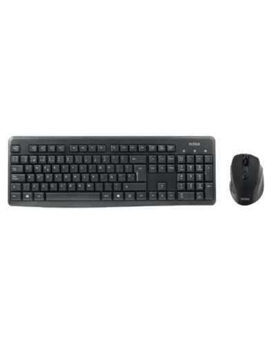 NILOX TECH - Kit Tastiera connessione wireless, 105 tasti, layout italiano + Mouse 1000DPI, connessione wireless 2.4 Ghz, 3 tas