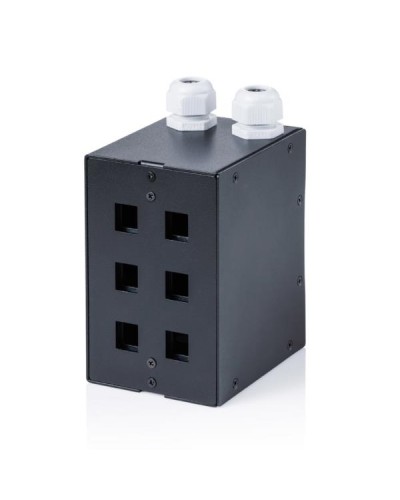 Distributore a binario top-hat in rame, 6 porte, nero